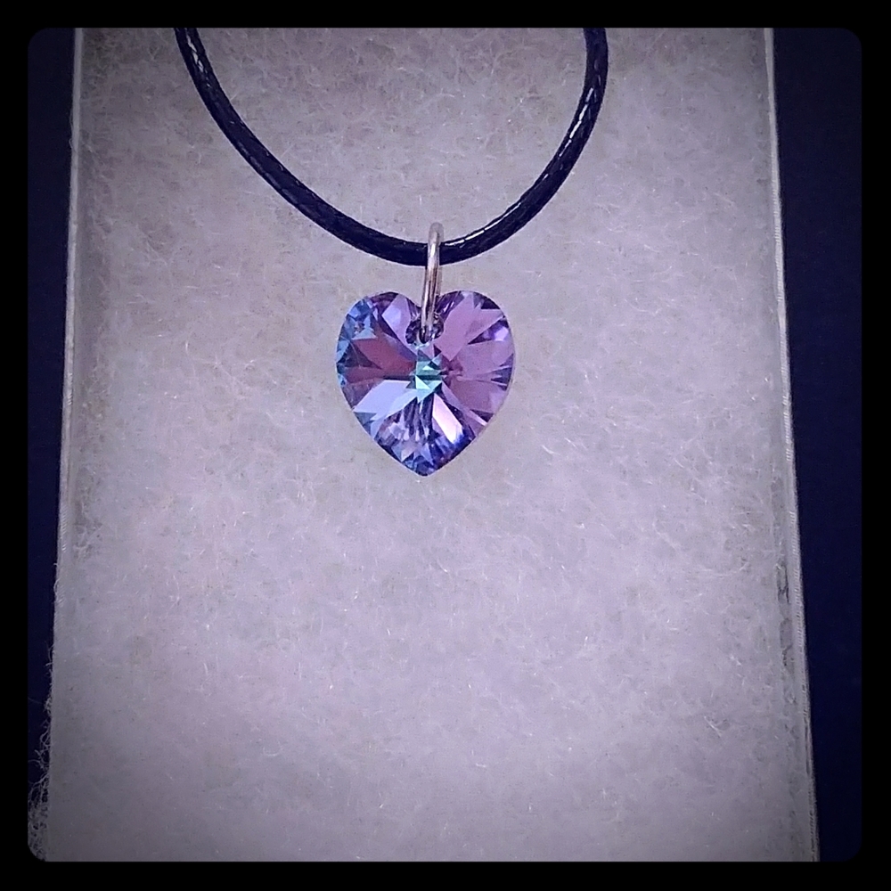 Sunfire Pink Crystal Heart Necklace